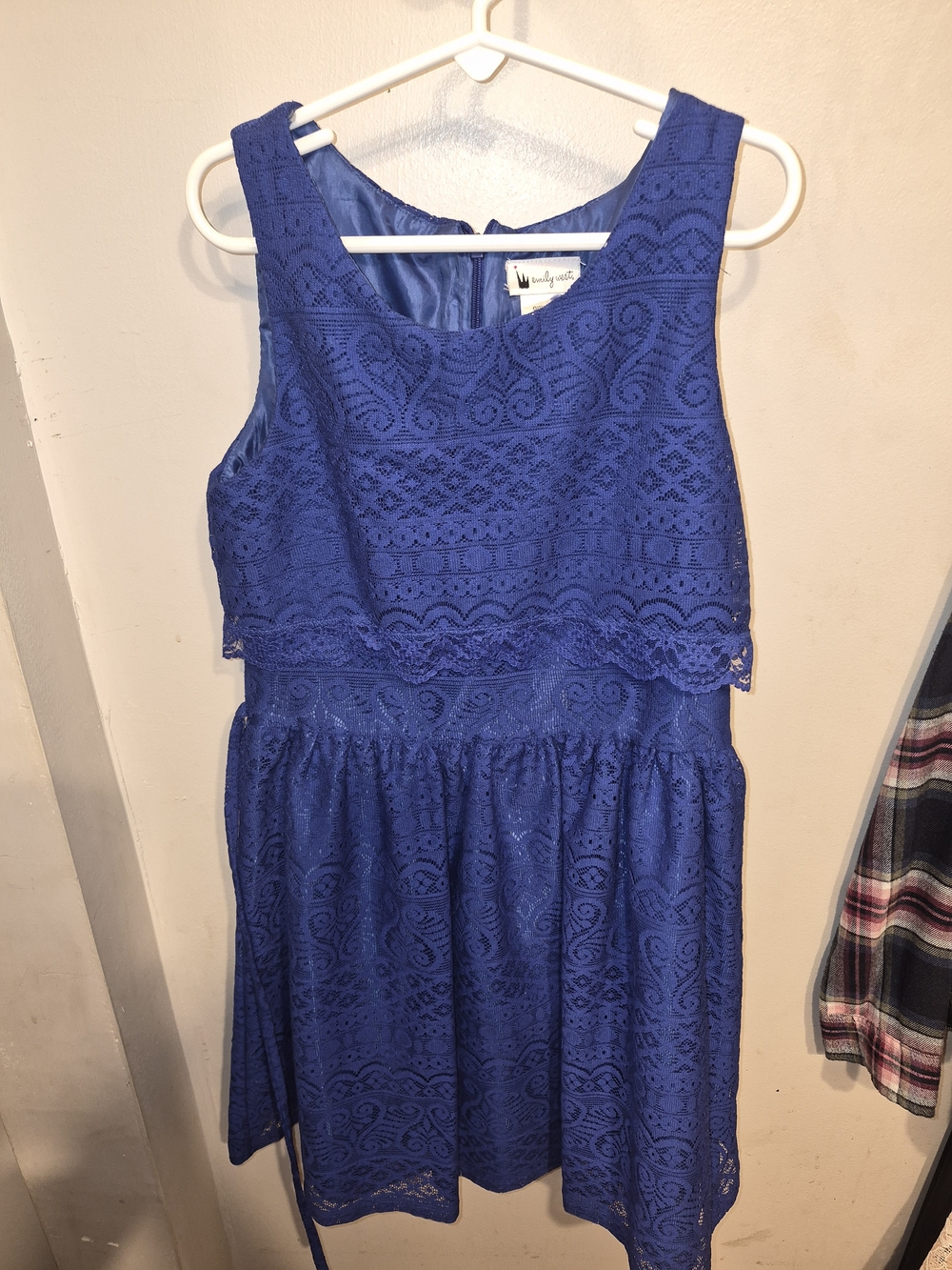 emily west Royal Blue Lace Overlay Party Dress